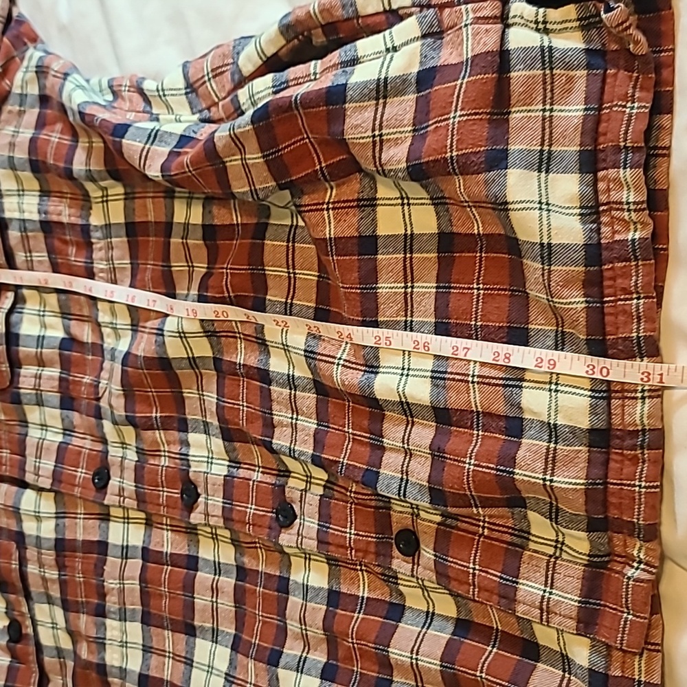 VINTAGE L.L. Bean Shacket Men's Navy Blue Plaid Fleece Line Button Jacket Size L - Picture 6 of 8